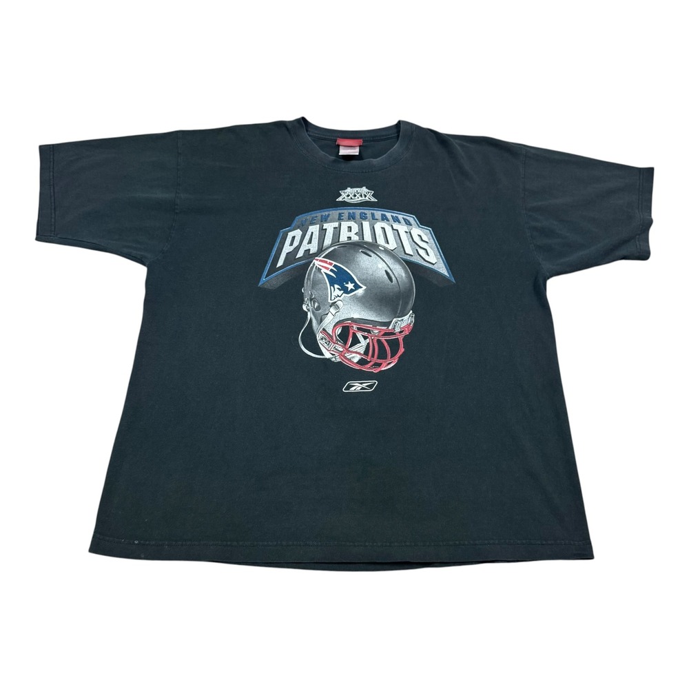 Vintage 2000s Reebok New England Patriots Helmet Black Shirt Men's XL FLAWS